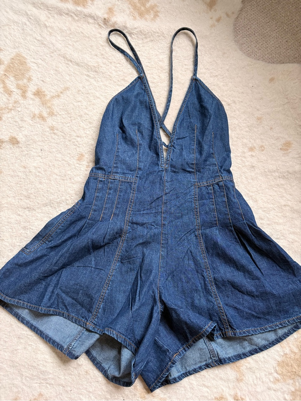 NWT Free People Denim Blue Strappy Romper